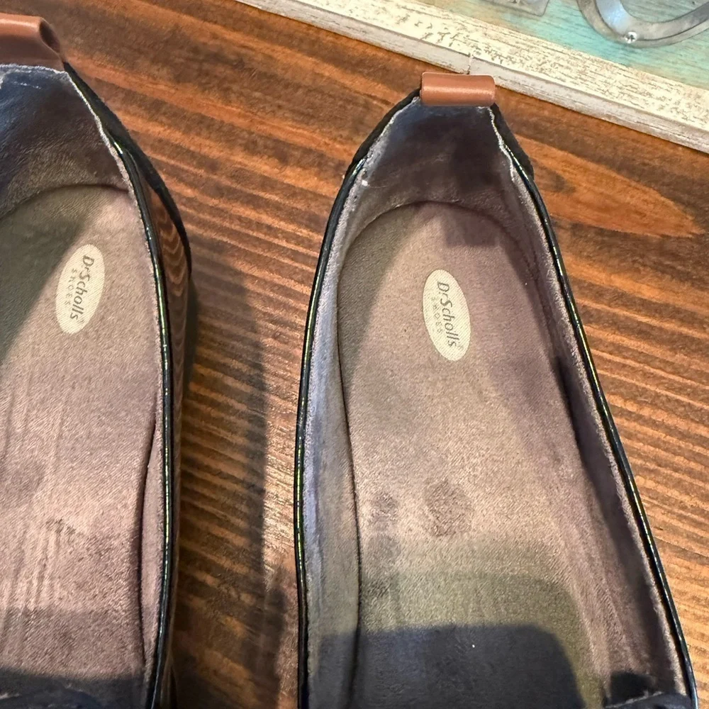 Dr. Scholl’s Black Patent & Suede Loafers Size 8.5 Academia Grunge Preppy career